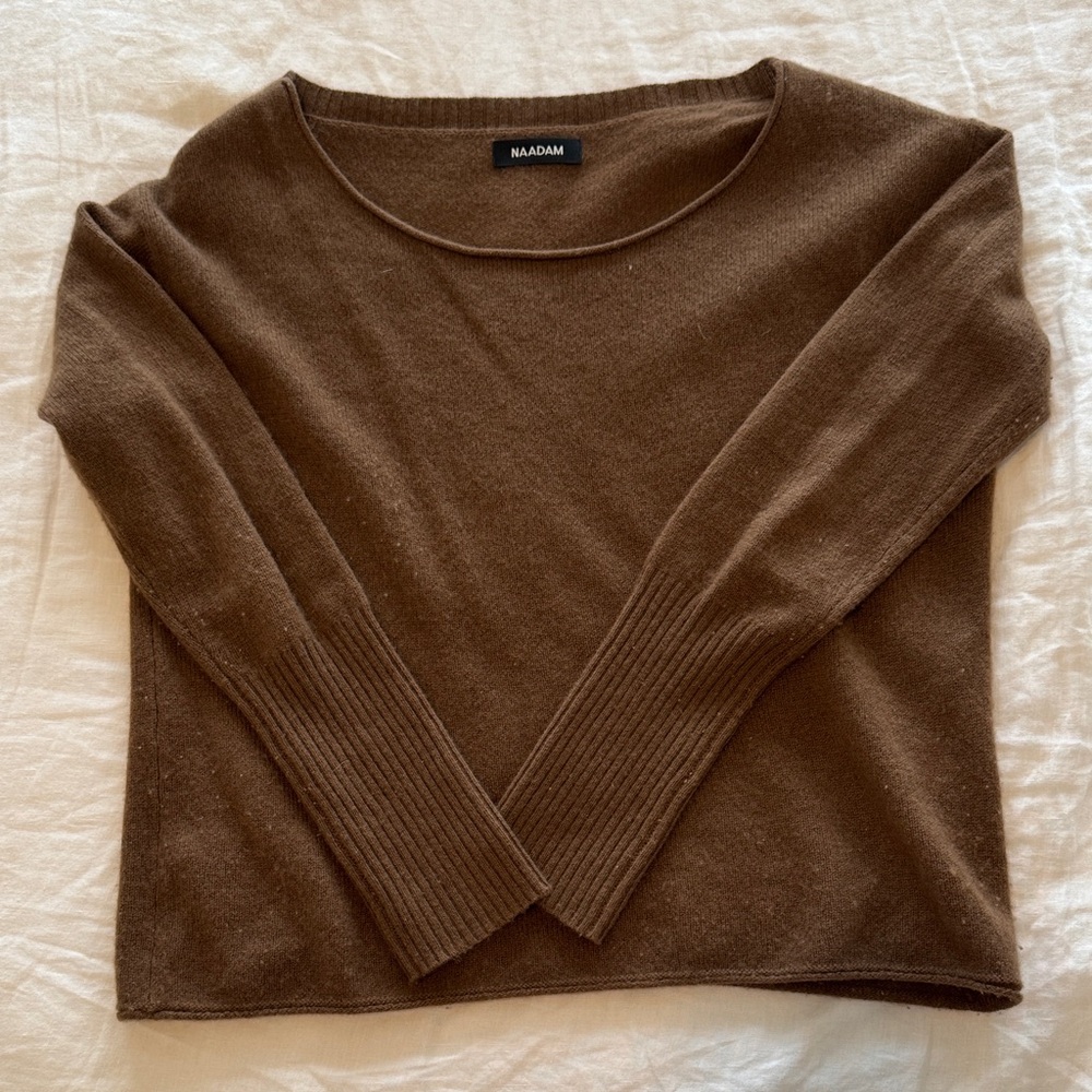 NAADAM Women's Chocolate Brown Crew Neck Sweater